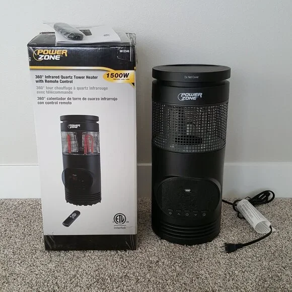 NEW Power Zone Infrared Space Tower Heater 360 Degree Remote USB Port 1000/1500W - Picture 9 of 12